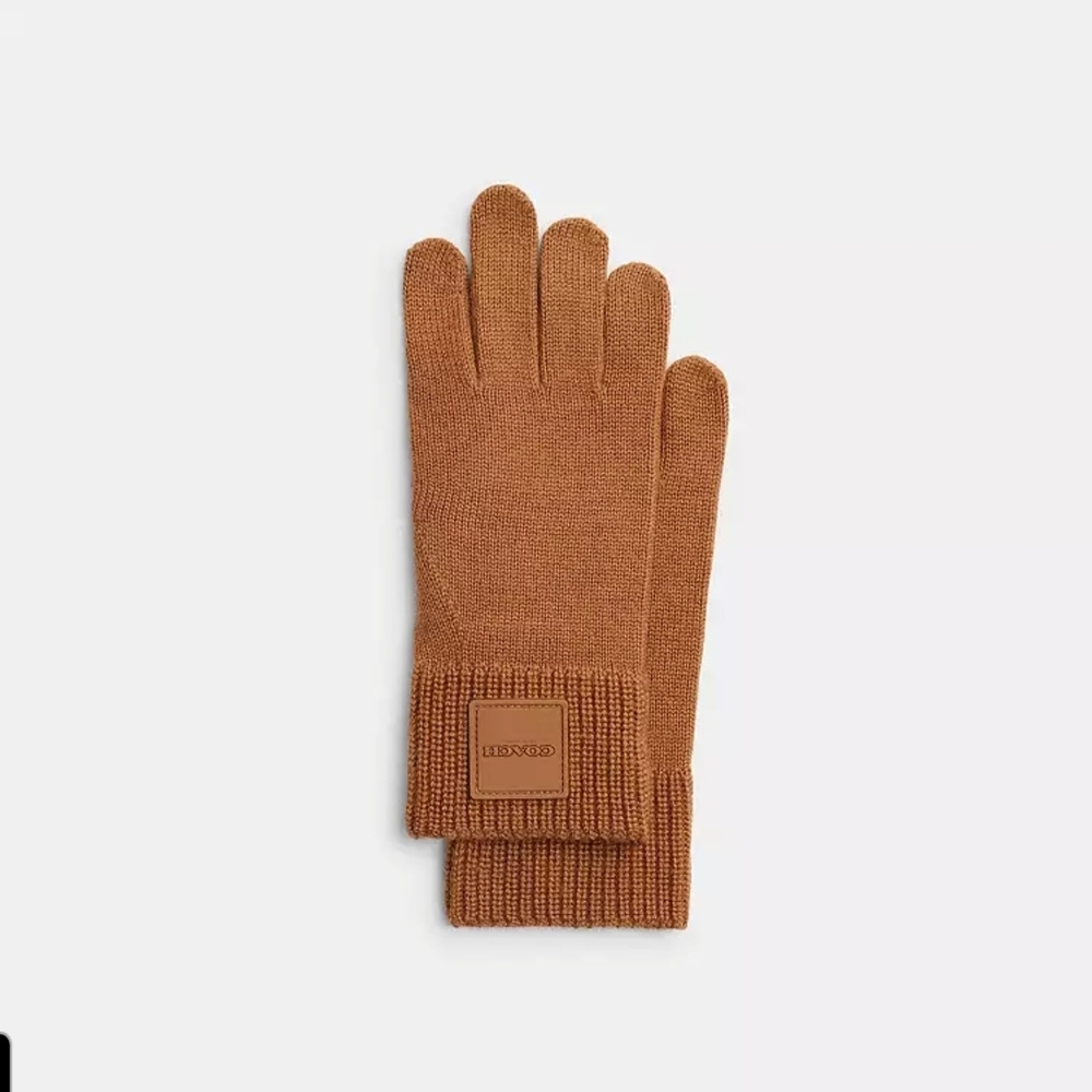 Coach Tan Knit Gloves Size Lg/XLg